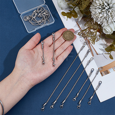 12Pcs 6 Styles 201 Stainless Steel & 304 Stainless Steel Box Chains Chain Extender FIND-UN00028-02-1
