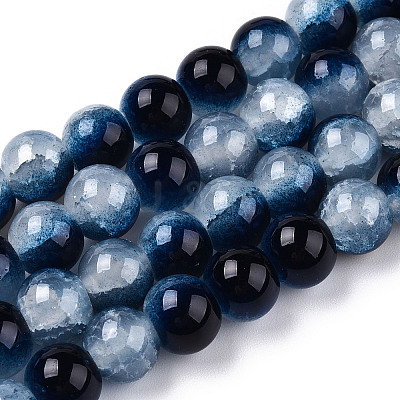 Crackle Baking Paint Imitation Jade Glass Beads Strands DGLA-T003-6mm-15-1