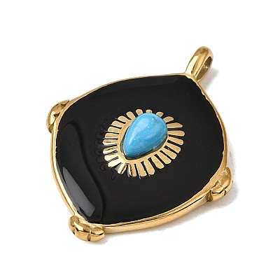 304 Stainless Steel Enamel Pendants SA-CBAFCBF-03G-1