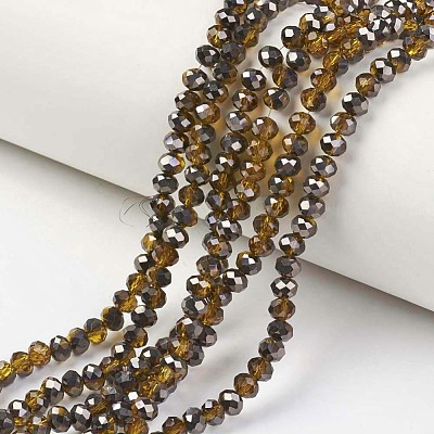 Electroplate Transparent Glass Beads Strands EGLA-A034-T6mm-P09-1