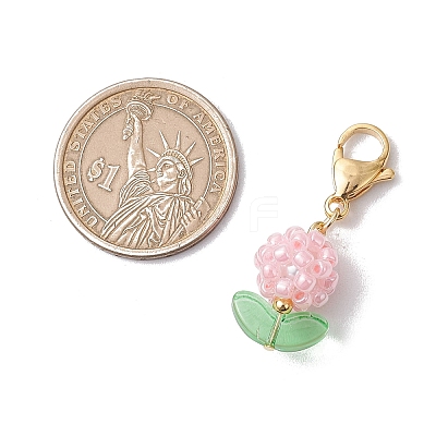 Flower Glass Seed Beads Beaded Pendant Decorations HJEW-MZ00195-1