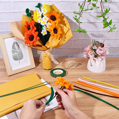 DIY Sunflower Twist Stick Making Kits AJEW-SC0032-03-1