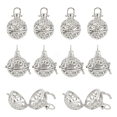 Brass Hollow Cage Pendants KK-AR0001-99P-1