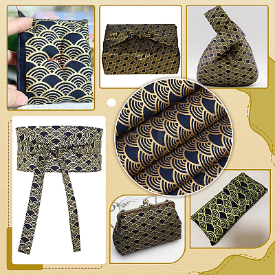 Fish Scales Pattern Japanese-style Cotton Fabric DIY-WH0579-98A-1