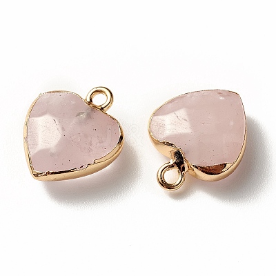 Electroplate Natural Rose Quartz Pendants G-T112-03H-1