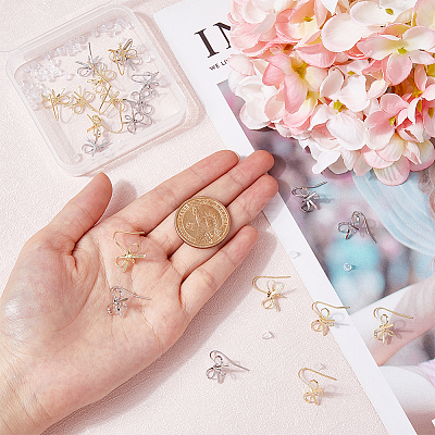 24Pcs 2 Color Brass Stud Earring Findings KK-FH0004-78-1