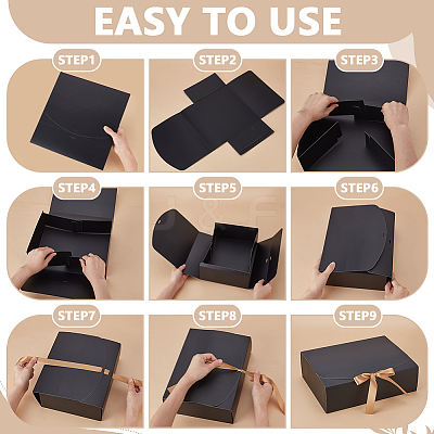 Cardboard Paper Gift Packing Boxes with Goldenrod Ribbon CON-WH0107-60C-1