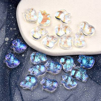 Electroplate Transparent Glass Pendants GLAA-YW0003-06-1