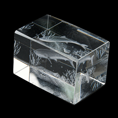 3D Laser Engraving Animal Glass Figurine LS-DJEW-R013-01B-1