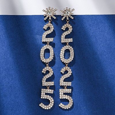Brass Rhinestone Stud Earrings EJEW-Q012-02G-1