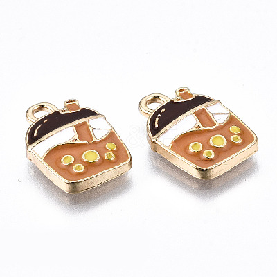 Light Gold Plated Alloy Enamel Pendants X-ENAM-T009-75-RS-1