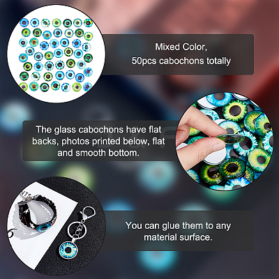 1 Bag Printed Glass Cabochons GGLA-PH0001-45B-1