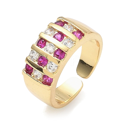 Brass Micro Pave Cubic Zirconia Cuff Open Rings RJEW-C158-04G-1