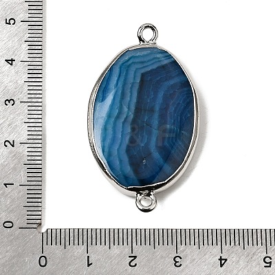 Natural Agate(Dyed & Heated) Oval Links Connector Charms G-P614-06P-02-1