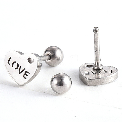 Tarnish Resistant 201 Stainless Steel Barbell Cartilage Earrings EJEW-R147-28-1