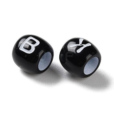 Spray Printed Opaque Acrylic European Beads SACR-P031-10B-01-1