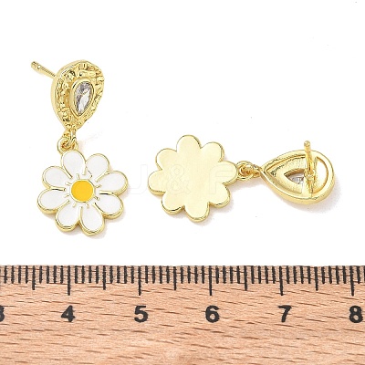 Brass Micro Pave Cubic Zirconia Dangle Stud Earrings for Women EJEW-A167-28G-1