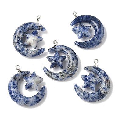 Natural Blue Spot Jasper Pendants G-Z086-01P-20-1