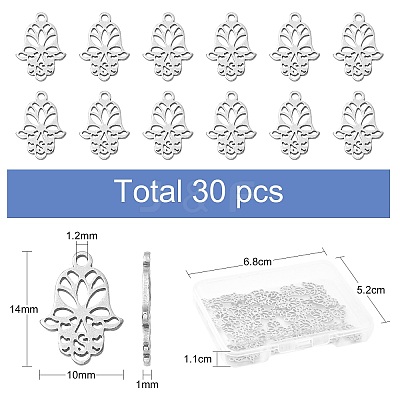 30Pcs 201 Stainless Steel Pendants STAS-CJ0002-36-1