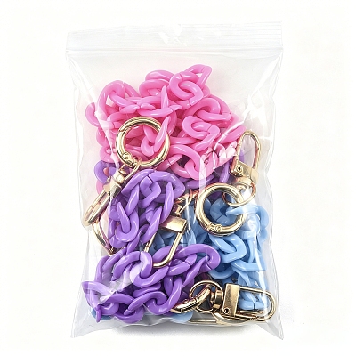 3Pcs 3 Colors Opaque Acrylic Curb Chains Bag Decorative Chains HJEW-FS00091-03-1