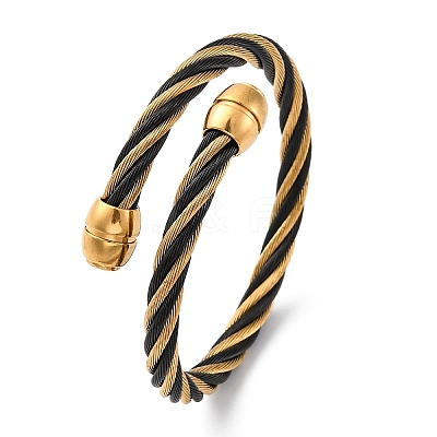 304 Stainless Steel Torque Bangles for Women BJEW-P310-25MC-1