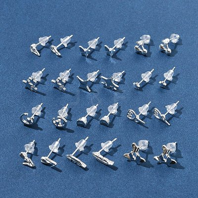 2 Pairs Alloy Stud Earrings for Women EJEW-FS0001-27C-1