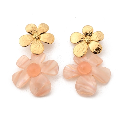 304 Stainless Steel Acrylic Dangle Stud Earrings EJEW-Z106-01G-1