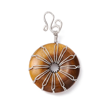 Natural Tiger Eye Big Pendants G-P459-01P-H-1