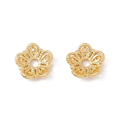 5-Petal Brass Bead Caps X-KK-A162-02G-1