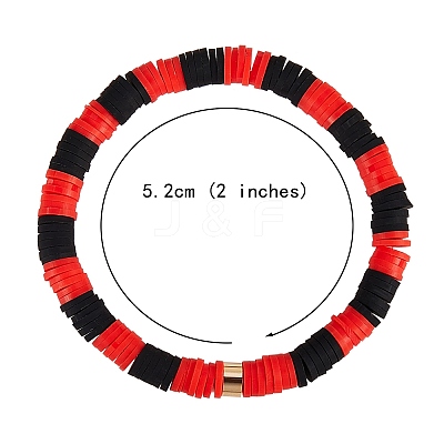 Handmade Polymer Clay Heishi Beads Stretch Bracelets Sets BJEW-JB05902-10-1
