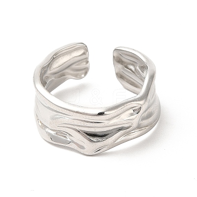 Non-Tarnish 304 Stainless Steel Twist Open Cuff Ring for Women X-RJEW-E063-24P-1