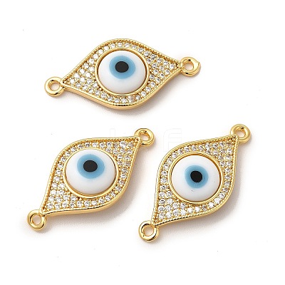 Rack Plating Real 18K Gold Plated Brass Micro Pave Clear Cubic Zirconia Connector Charms ZIRC-L102-02G-05-1
