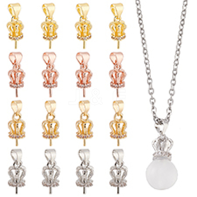 16Pcs 4 Colors Brass Micro Pave Cubic Zirconia Pendant Bails FIND-PH0021-30-1