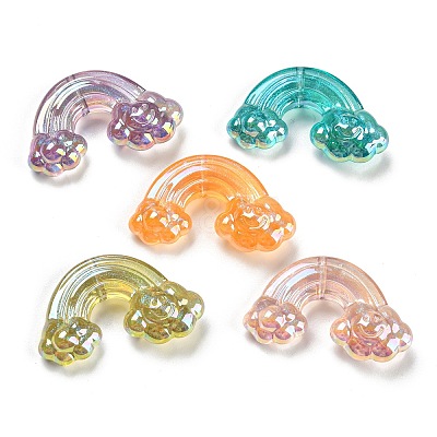 UV Plating Transparent Iridescent Acrylic Beads MACR-K353-34-1