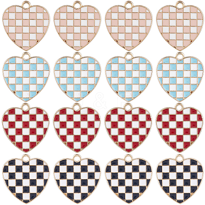 40Pcs 4 Colors Alloy Enamel Pendants ENAM-SC0004-34-1