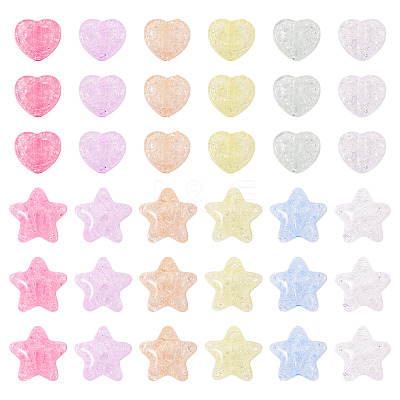 50Pcs 2 Styles Transparent Crackle Acrylic Beads OACR-TA0003-89-1