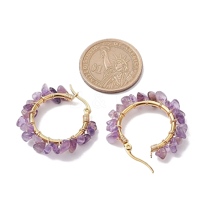 Natural Amethyst Hoop Earring EJEW-JE05709-05-1
