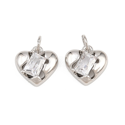 Valentine's Day Brass Micro Pave Clear Cubic Zirconia Charms KK-H292-52C-P-1