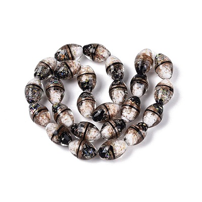Two Tone Color Handmade Foil Glass Beads FOIL-Q001-01H-1