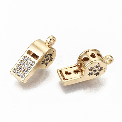 Brass Micro Pave Clear Cubic Zirconia Charms KK-S356-172G-NF-1