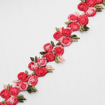Flower Polyester Trim Ribbon OCOR-WH0057-18F-1