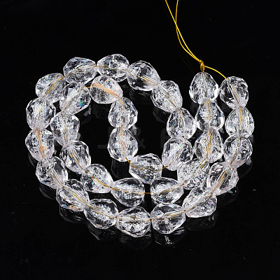 Transparent Crackle Glass Beads Strands GLAA-N051-03-1