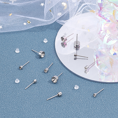 304 Stainless Steel Stud Earring Findings STAS-UN0021-16P-1