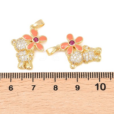 Brass Micro Pave Clear Cubic Zirconia Pendants X-KK-F931-19G-1