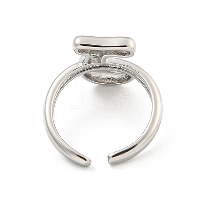 Brass Letter Open Cuff Rings for Women RJEW-G313-01J-P-1