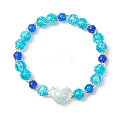 Spray Painted Crackle Glass Beads Stretch Bracelets for Women BJEW-MZ00201-01-1
