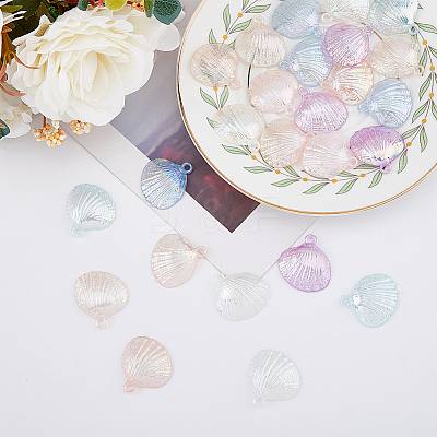 84Pcs 6 Colors UV Plating Opaque Acrylic Pendants PACR-DC0001-02-1