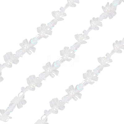 10 Yards Polyester Lace Trims SRIB-WH0011-102-1