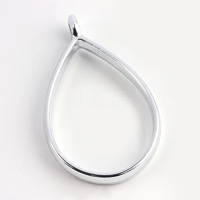 Rack Plating Alloy Teardrop Open Back Bezel Pendants PALLOY-S047-29D-FF-1
