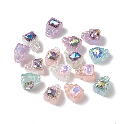 UV Plating Rainbow Iridescent Acrylic Beads X-PACR-M003-14-1